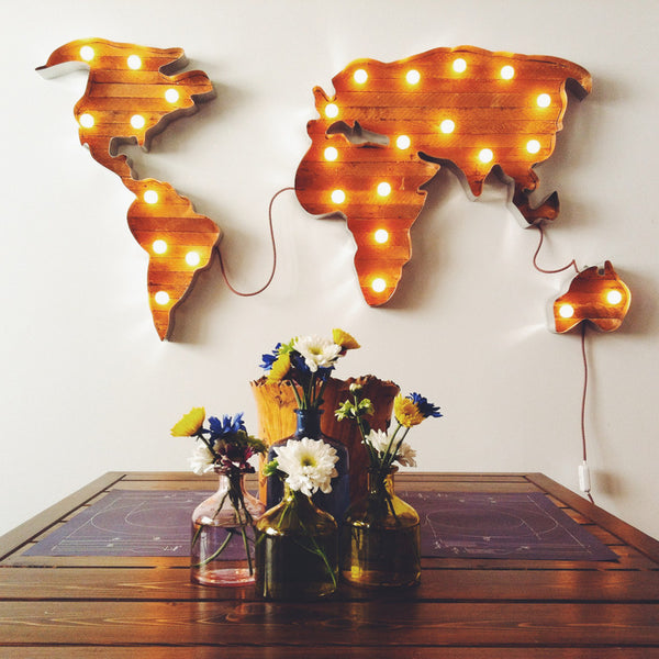 World Map Marquee Light